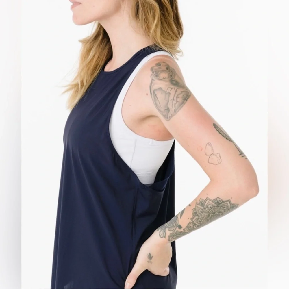 ZYIA Navy Double Racer Tank - Picture 2 of 12